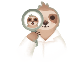 Varilag Faultier-Maskottchen im Lupe